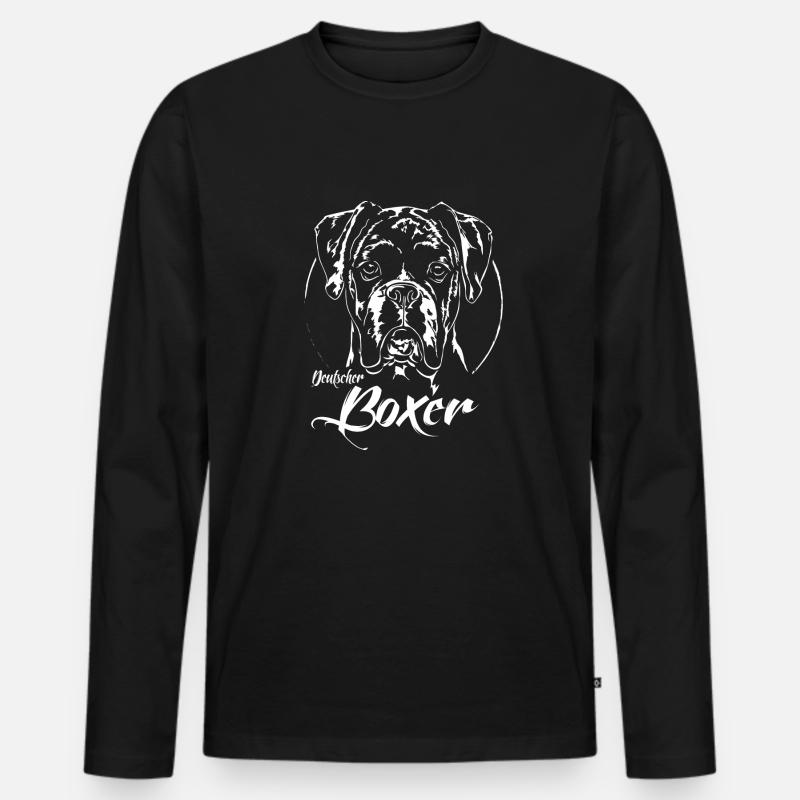 Deutscher BOXER Portrait Hunde Hund Wilsigns - Männer Premium Bio Langarmshirt - Schwarz