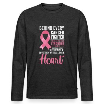 Cancer Fighter Combattre le cancer - T-shirt manches longues Premium bio Homme - anthracite chiné - Devant - Nico (187cm)