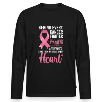 Cancer Fighter Fight Cancer - Men's Premium Organic Long Sleeve Shirt - black - Front - Nico (187cm)