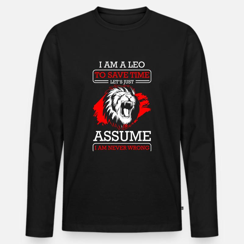 Löwe Juli Aberglaube - Männer Premium Bio Langarmshirt - Schwarz