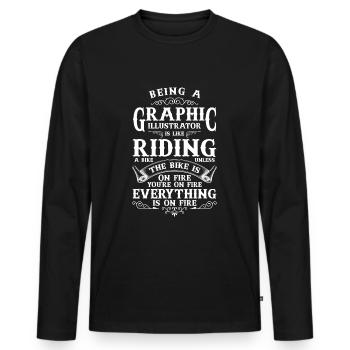Illustrator Gestalter Künstlerin - Männer Premium Bio Langarmshirt - Schwarz - Vorne - Nico (187cm)