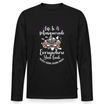 Déguisement Costume Party Mardi Gras Stranger - T-shirt manches longues Premium bio Homme - noir - Devant - Nico (187cm)