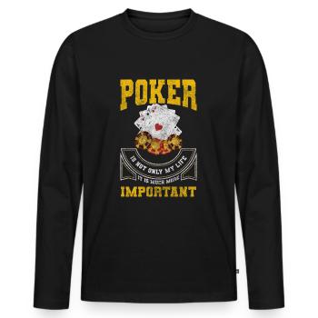 Card Player Cards Blackjack Bluff - Men's Premium Organic Long Sleeve Shirt - black - Front - Nico (187cm)
