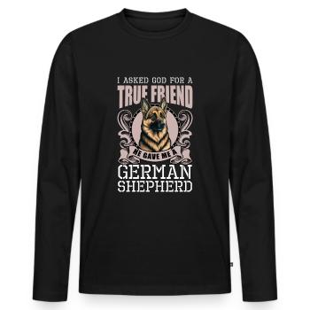 Berger allemand chien d’assistance pour animaux de compagnie - T-shirt manches longues Premium bio Homme - noir - Devant - Nico (187cm)