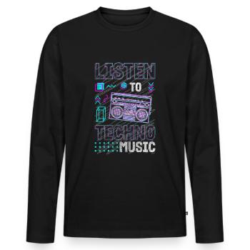 Techno Electro Musique Dubstep Edm - T-shirt manches longues Premium bio Homme - noir - Devant - Nico (187cm)