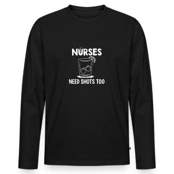 Nurses Need Shots Too Pour les infirmières - T-shirt manches longues Premium bio Homme - noir - Devant - Nico (187cm)