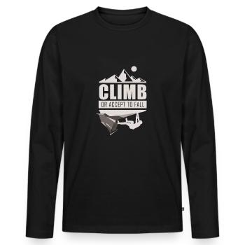 Climb Klettern Bouldern - Männer Premium Bio Langarmshirt - Schwarz - Vorne - Nico (187cm)