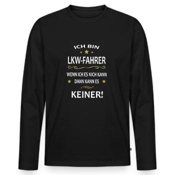 Ich bin LKW Fahrer - Männer Premium Bio Langarmshirt - Schwarz - Vorne - Nico (187cm)