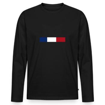 Drapeau Français - T-shirt manches longues Premium bio Homme - noir - Devant - Nico (187cm)