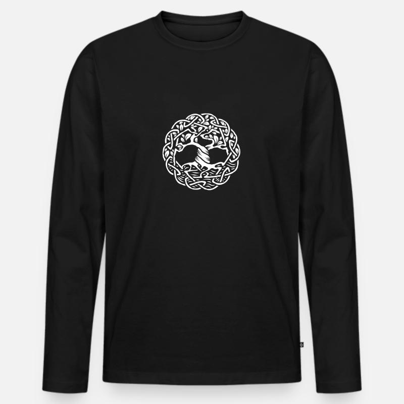 Keltischer Baum des Lebens. Weiß. - Männer Premium Bio Langarmshirt - Schwarz