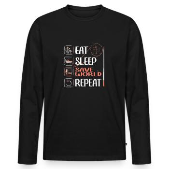 Super Math Teacher Saves the World - Men's Premium Organic Long Sleeve Shirt - black - Front - Nico (187cm)
