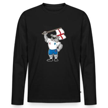 ENGLAND Britain Football Fußball Bulldogge Bulldog - Männer Premium Bio Langarmshirt - Schwarz - Vorne - Nico (187cm)