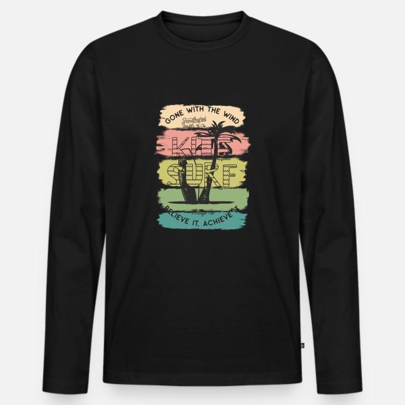 Kite Kiteboard Kiteboarding Kitesurf Geschenk - Männer Premium Bio Langarmshirt - Schwarz