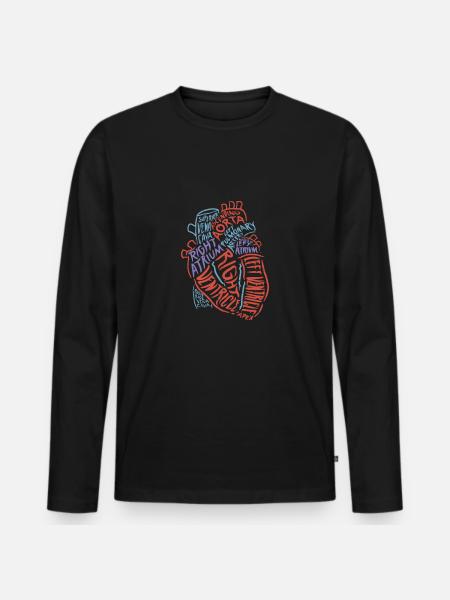 Hjerte anatomi Biologi Gave Aorta Heartbeat - Premium økologisk langærmet T-shirt til mænd - sort