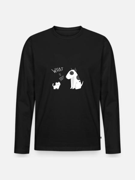 CAT & DOG - Männer Premium Bio Langarmshirt - Schwarz