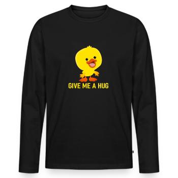 Fais-moi un câlin - caneton - T-shirt manches longues Premium bio Homme - noir - Devant - Nico (187cm)
