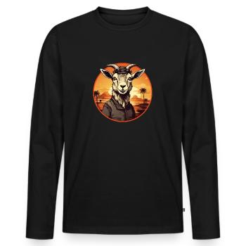 Chèvre rétro vintage dans le désert - T-shirt manches longues Premium bio Homme - noir - Devant - Nico (187cm)