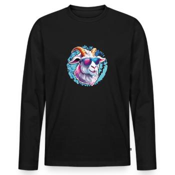Cool billy goat with sunglasses on splash of color - Men's Premium Organic Long Sleeve Shirt - black - Front - Nico (187cm)