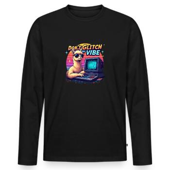 Don’t Glitch my Vibe - Alpaga Retro Gaming - T-shirt manches longues Premium bio Homme - noir - Devant - Nico (187cm)