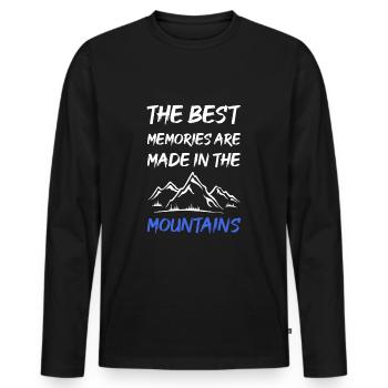 faites dans les meilleurs souvenirs sont faites dans le moun - T-shirt manches longues Premium bio Homme - noir - Devant - Nico (187cm)