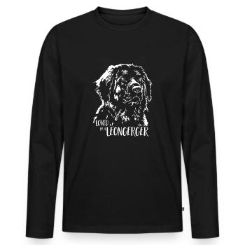 Aimé par un Leonberger Hundespruch Hunde Wilsigns - T-shirt manches longues Premium bio Homme - noir - Devant - Nico (187cm)