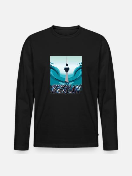 Berlin Wave - Men's Premium Organic Long Sleeve Shirt - black
