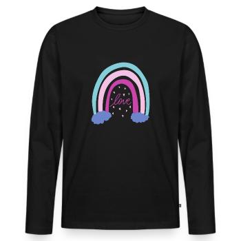 Love Arc-en-ciel - T-shirt manches longues Premium bio Homme - noir - Devant - Nico (187cm)