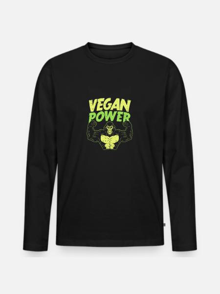 Vegan Power - Männer Premium Bio Langarmshirt - Schwarz
