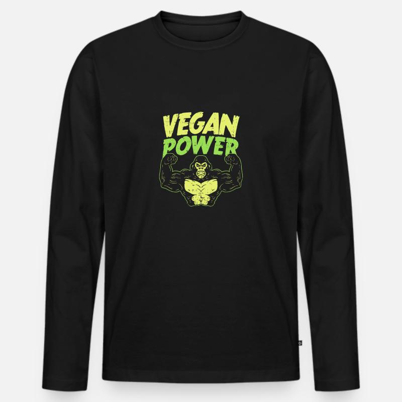 Vegan Power - Männer Premium Bio Langarmshirt - Schwarz
