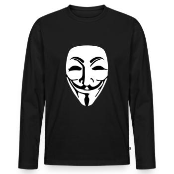 Anonymous - Männer Premium Bio Langarmshirt - Schwarz - Vorne - Nico (187cm)