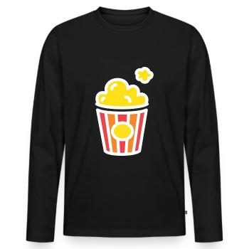 popcorn - Men's Premium Organic Long Sleeve Shirt - black - Front - Nico (187cm)