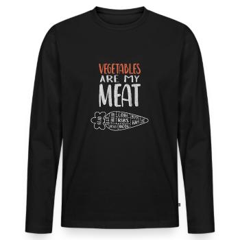 Vegetables are my meat - Men's Premium Organic Long Sleeve Shirt - black - Front - Nico (187cm)