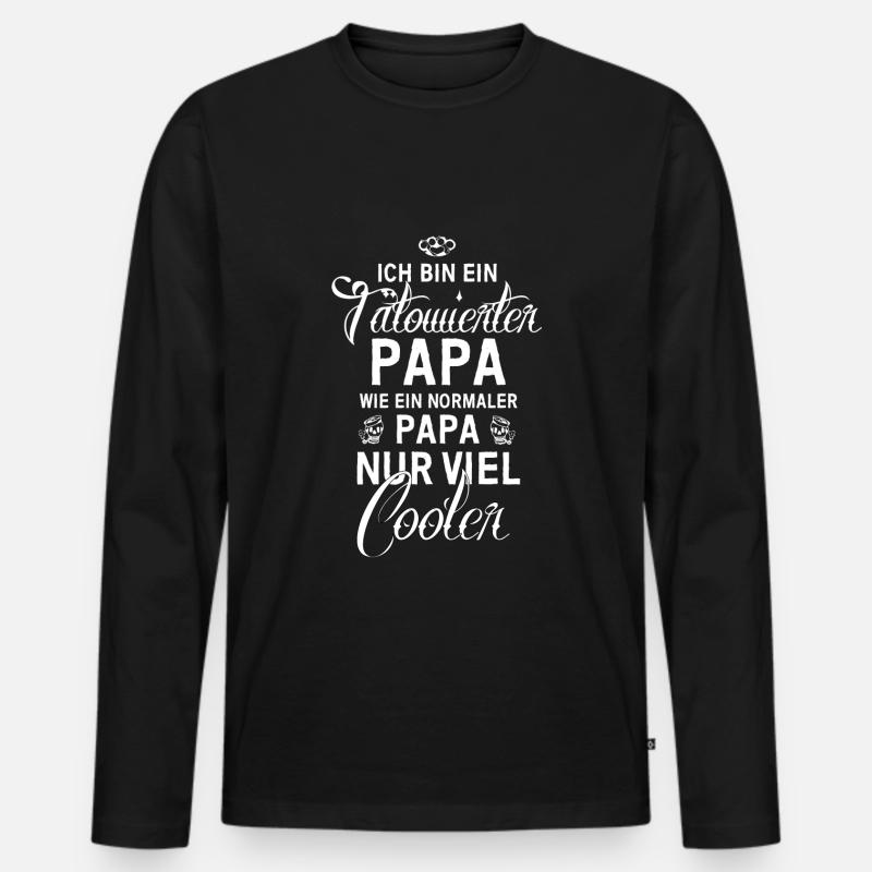 Tätowierter Papa - Männer Premium Bio Langarmshirt - Schwarz
