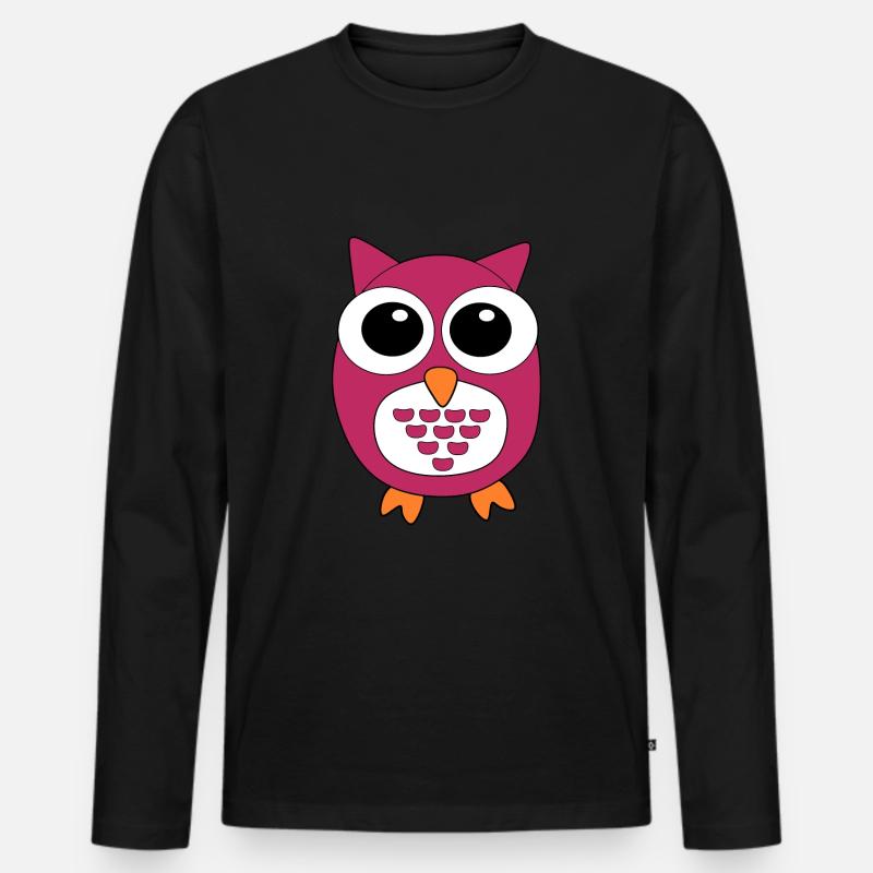 pinke Eule rosa Vogel - Männer Premium Bio Langarmshirt - Schwarz