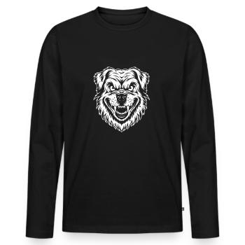 Wütender Hund mit langen Zähnen - Männer Premium Bio Langarmshirt - Schwarz - Vorne - Nico (187cm)