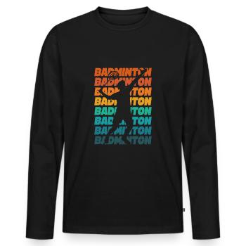 Badminton Badminton Player Racket Ball - Men's Premium Organic Long Sleeve Shirt - black - Front - Nico (187cm)