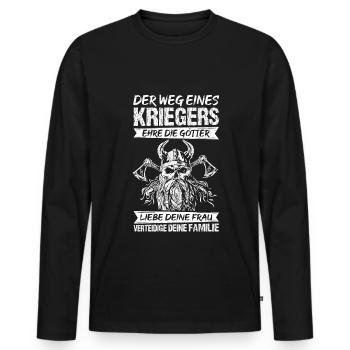 Wikinger Kämpfer Familie Krieger Spruch Götter Lie - Männer Premium Bio Langarmshirt - Schwarz - Vorne - Nico (187cm)