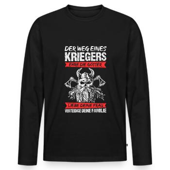 Wikinger Kämpfer Familie Krieger Spruch Götter Ehe - Männer Premium Bio Langarmshirt - Schwarz - Vorne - Nico (187cm)