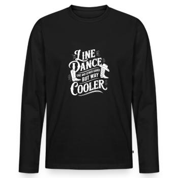 Line Dance ist cooler - Tanzen meine Passion - Männer Premium Bio Langarmshirt - Schwarz - Vorne - Nico (187cm)