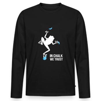 BOULDERING BOULDERING ROCKS BOULDER IN CHALK WE TRUST - Men's Premium Organic Long Sleeve Shirt - black - Front - Nico (187cm)