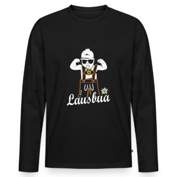 Lausbua mit Lederhose cooles Gangster Baby - Männer Premium Bio Langarmshirt - Schwarz - Vorne - Nico (187cm)