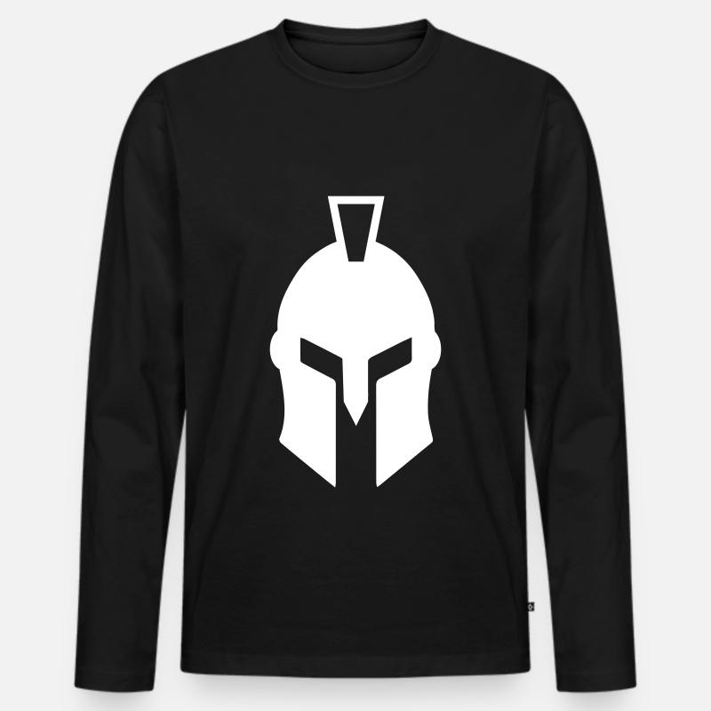 Spartaner Helm - Männer Premium Bio Langarmshirt - Schwarz