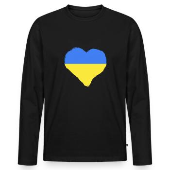 Ukraine Heart Blue Yellow - Men's Premium Organic Long Sleeve Shirt - black - Front - Nico (187cm)