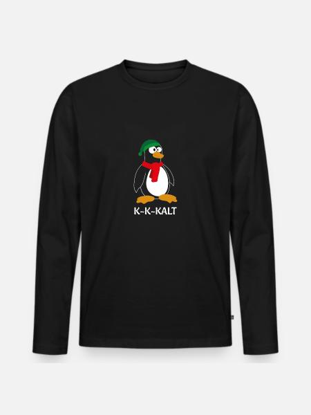 K-K-Kalt Pinguin - Männer Premium Bio Langarmshirt - Schwarz