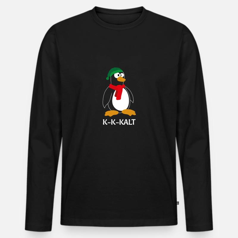 K-K-Kalt Pinguin - Männer Premium Bio Langarmshirt - Schwarz
