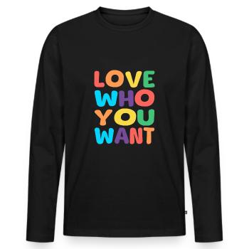love who you want - Männer Premium Bio Langarmshirt - Schwarz - Vorne - Nico (187cm)