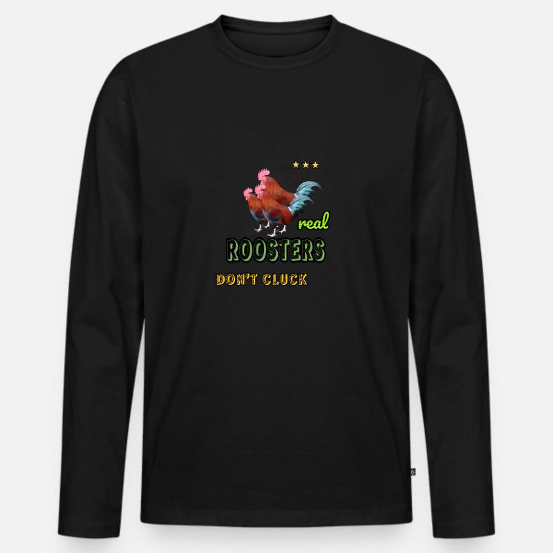 Echte Hähne - Männer Premium Bio Langarmshirt - Schwarz