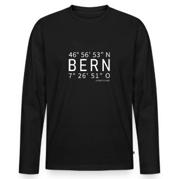 Bern - Männer Premium Bio Langarmshirt - Schwarz - Vorne - Nico (187cm)