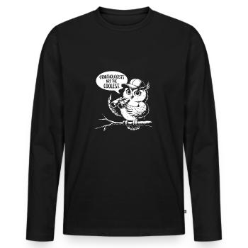 Ornithologists are the coolest funny owl - Men's Premium Organic Long Sleeve Shirt - black - Front - Nico (187cm)