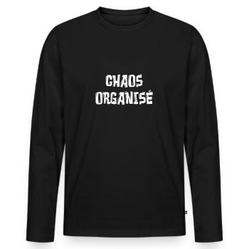 CHAOS ORGANISÉ - T-shirt manches longues Premium bio Homme - noir - Devant - Nico (187cm)